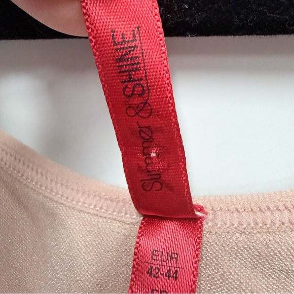 Spanx Womens Slimmer & Shine Nude Open Bust Mid Thigh Bodysuit Size Large - Picture 6 of 11